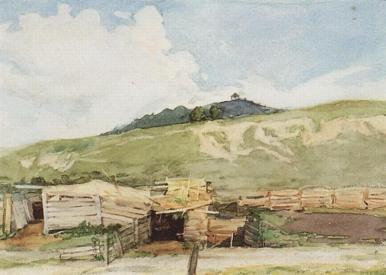 Siberian landscape. Torgoshyno. by Vasily Surikov at State Russian Museum