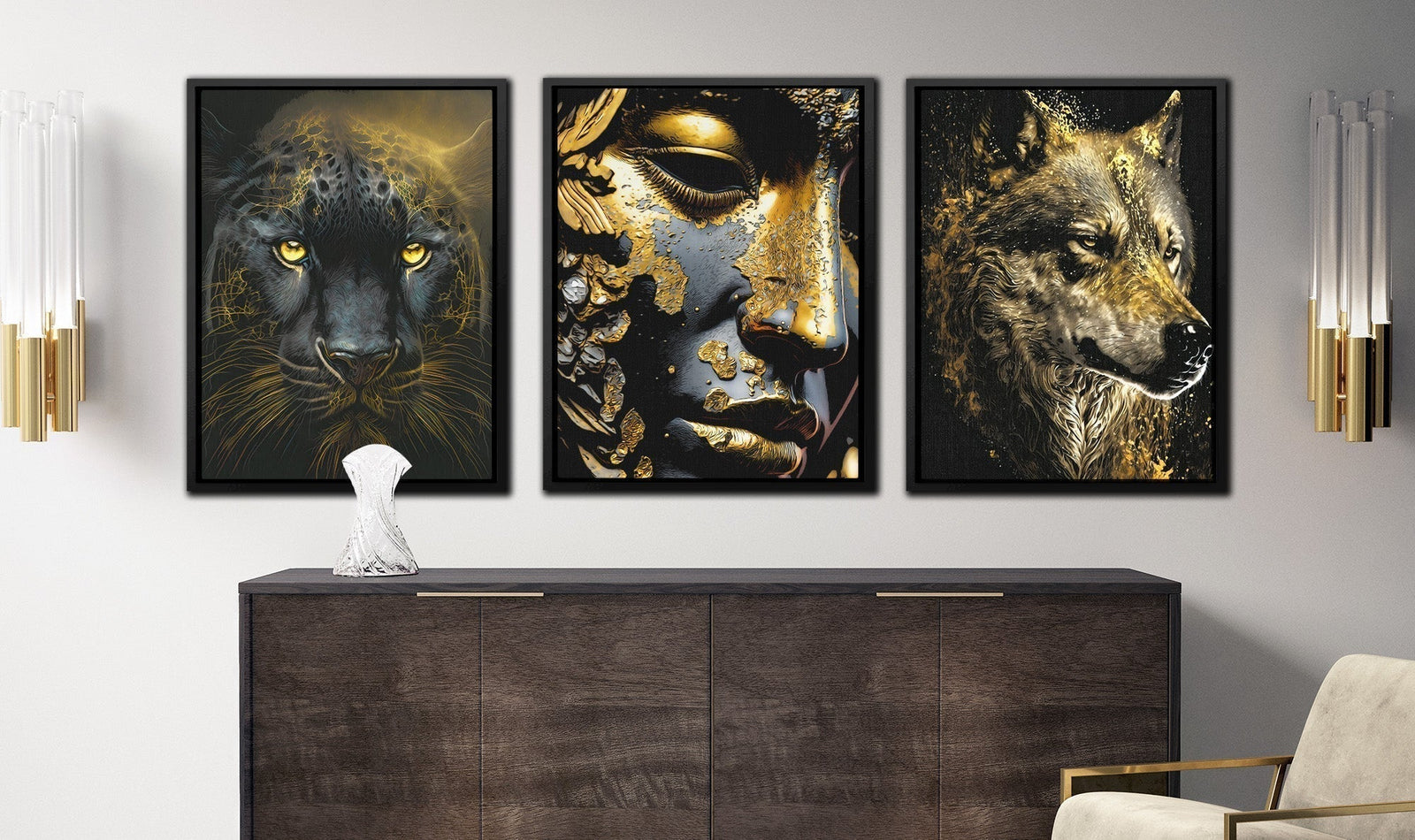 Regal Radiance: Embrace Luxury with Gold and Black Wall Decor - Luxury Wall Art