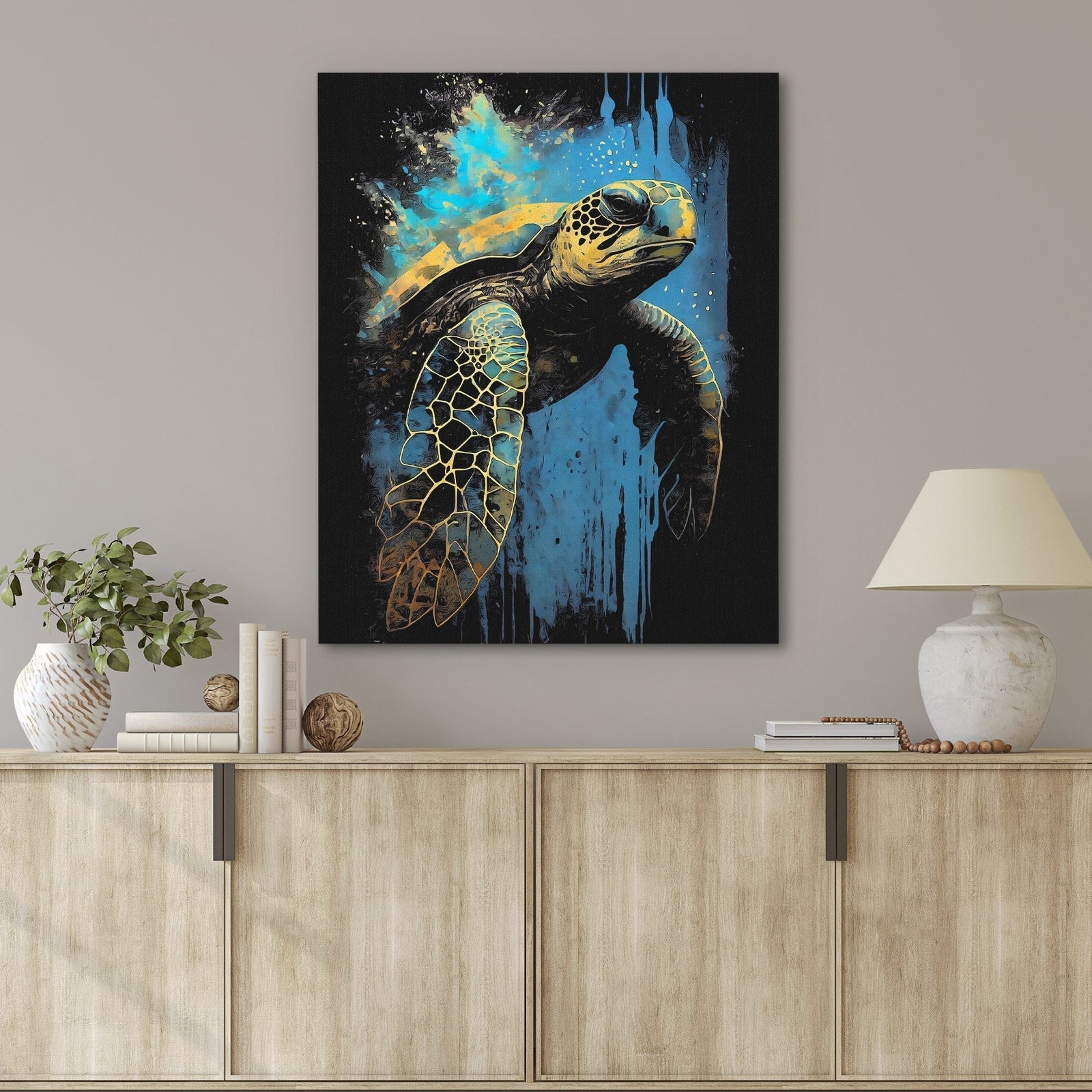 Tidal Harmony: Emotionally Charged Turtle Artworks - Luxury Wall Art