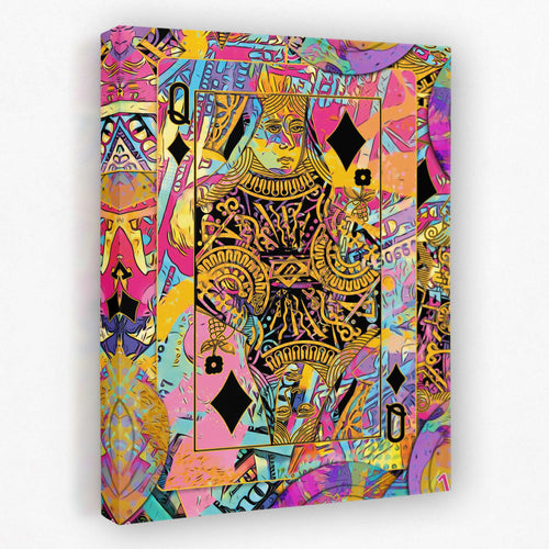 Queen of Diamonds Poker Card Wall Art