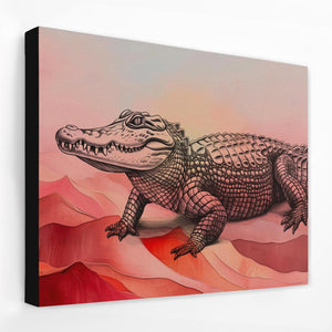 a painting of a crocodile on a wall