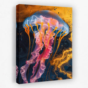 a painting of a jellyfish floating in the water