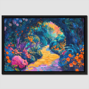 a painting of a path through a garden