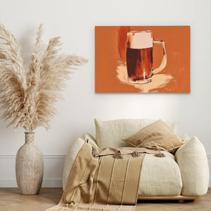 a painting of a glass of beer on a wall