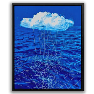 a painting of a cloud floating in the ocean