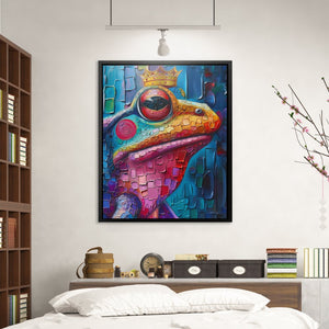 a painting of a frog with a crown on it's head