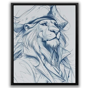 a drawing of a lion wearing a hat