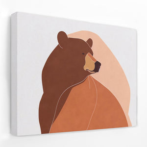 a painting of a brown bear on a white wall