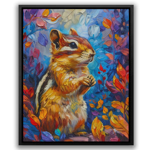 a painting of a squirrel in a forest