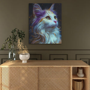 a painting of a cat on a wall