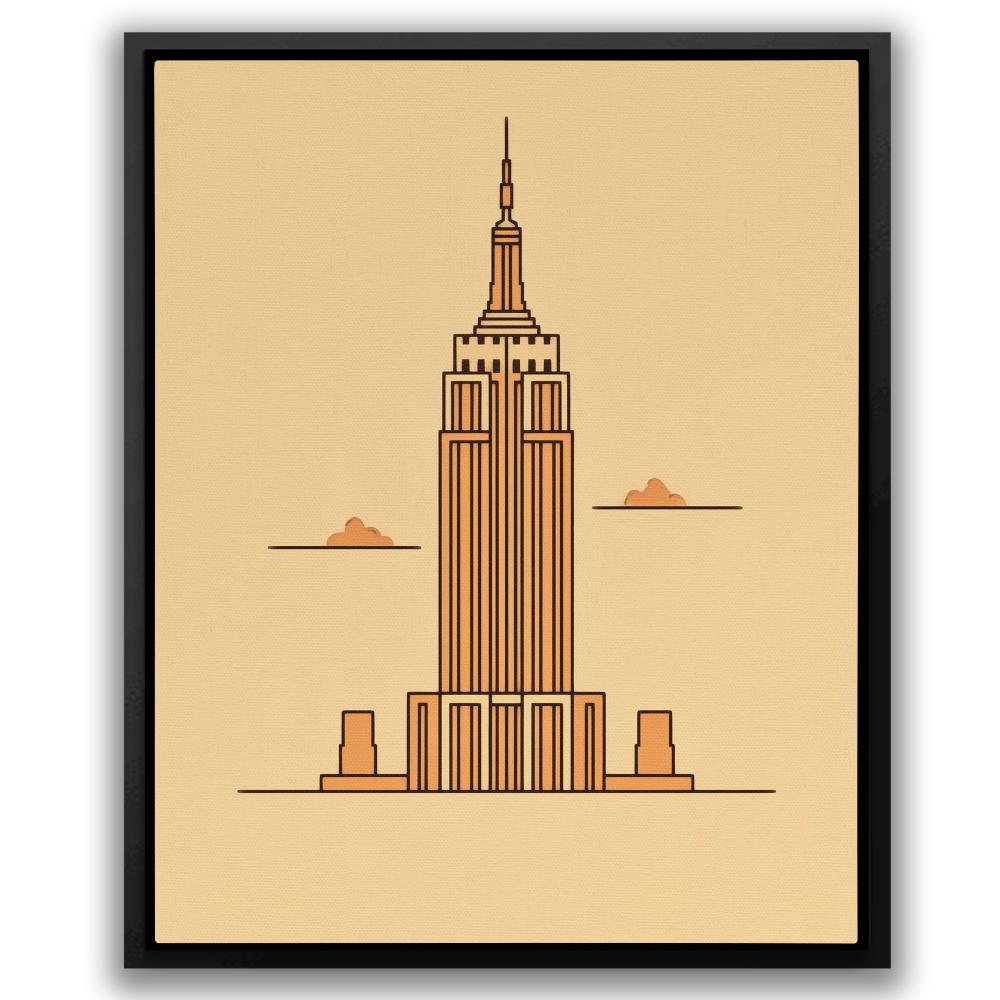 a drawing of a tall building with a sky background