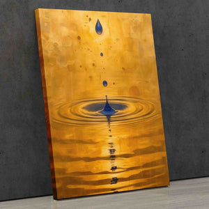 a painting of a drop of water on a yellow background