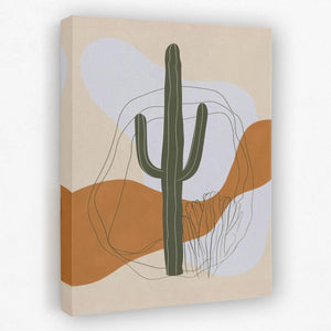 a painting of a cactus on a white wall