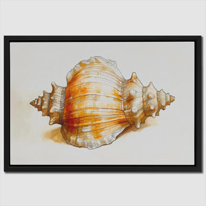 a painting of a sea shell on a white background