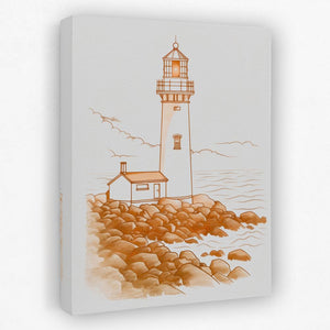 a painting of a lighthouse on a white background