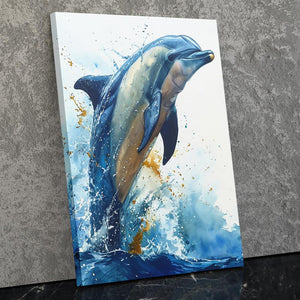 a painting of a dolphin jumping out of the water