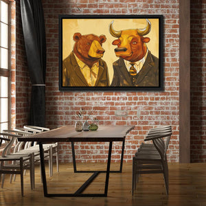 a painting of two bears wearing suits and ties