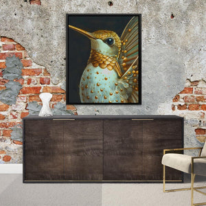 a painting of a hummingbird on a brick wall