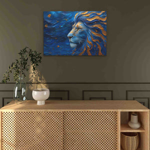 a painting of a lion on a wall