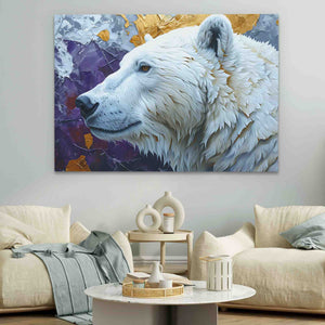 a painting of a white bear in a living room