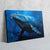 a painting of a humpback whale swimming in the ocean