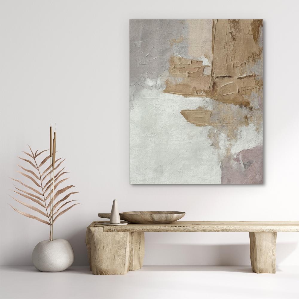 an abstract painting on a white wall