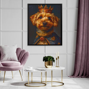 a painting of a dog wearing a crown