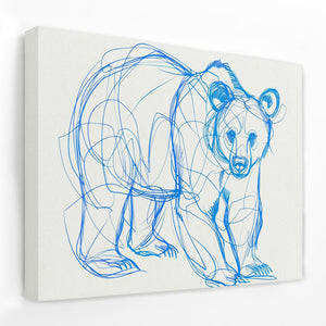 a drawing of a bear on a white wall