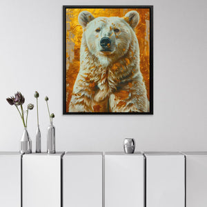 a painting of a white bear on a white wall