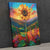 a painting of a sunflower on a wall