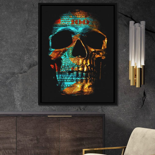 100$ Bill Skull in a room