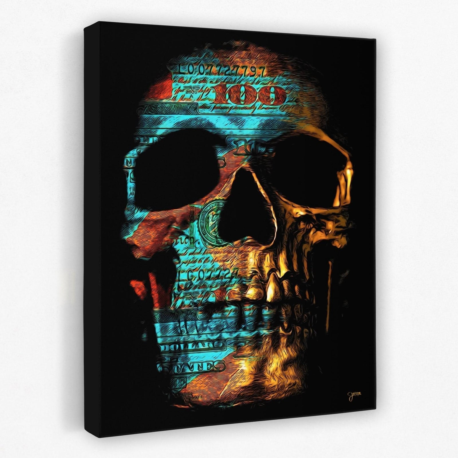 100$ Bill Skull - Entrepreneur Canvas Wall Art