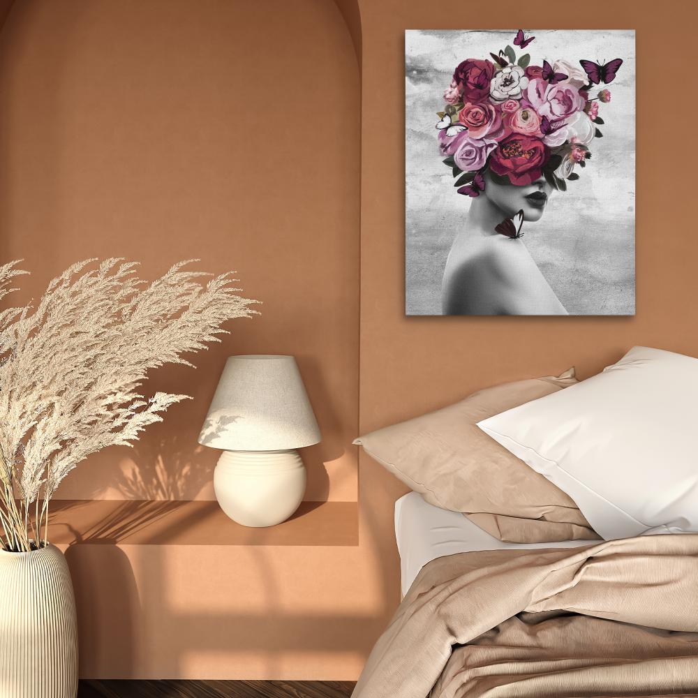 Rose Mind: Butterfly and Rose Abstract Wall Art - Luxury Wall Art 