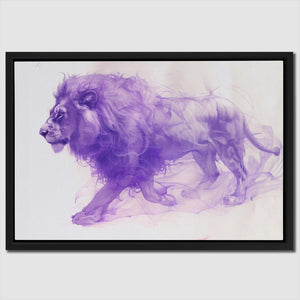 a picture of a lion in purple smoke