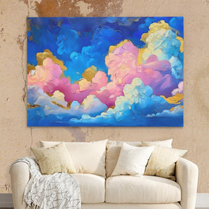 Pink and Blue Clouds Vibrant Cloudscape Wall Art - Luxury Wall Art 