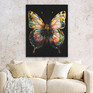 a painting of a butterfly on a black background