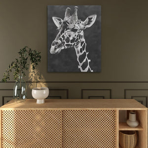 a picture of a giraffe in a living room