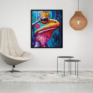 a painting of a frog with a crown on it's head