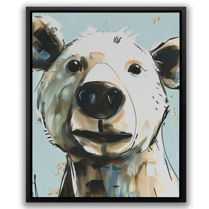 a painting of a white bear with a black nose