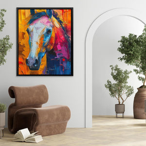 a painting of a horse on a wall