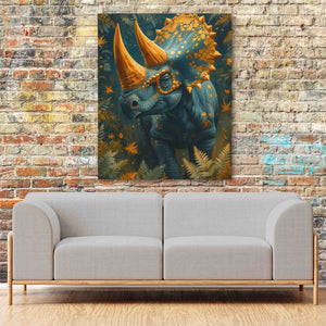 a painting of a rhino in a room