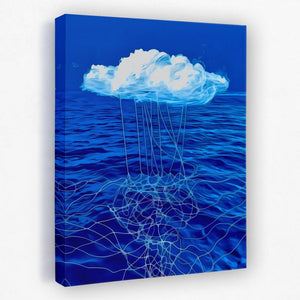 a painting of a jellyfish floating in the ocean