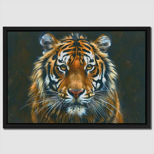 a painting of a tiger on a black background