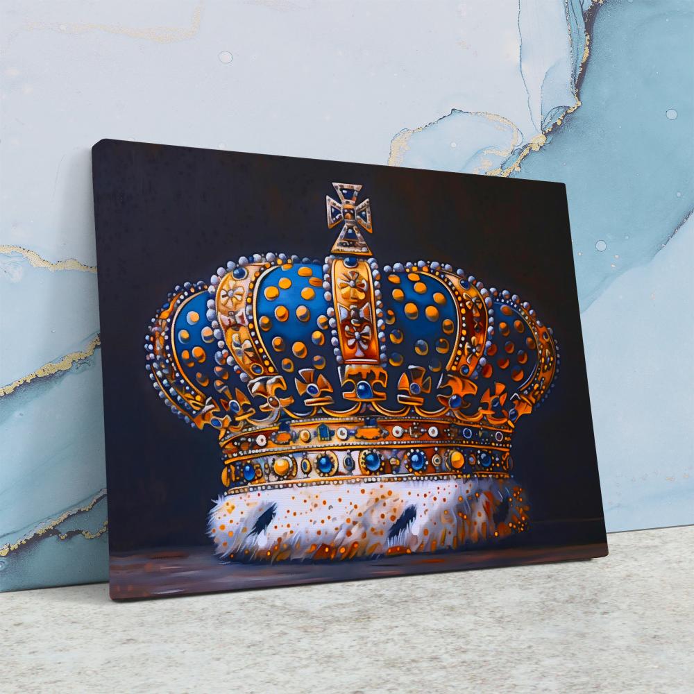 a painting of a crown on a white wall