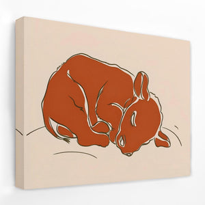 a painting of a red animal laying down