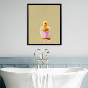 a bathtub with a rubber ducky in it