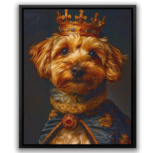 a painting of a dog wearing a crown