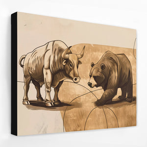 a painting of two bulls facing each other