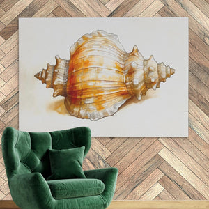 a painting of a sea shell on a wall