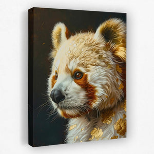 a painting of a brown and white panda bear